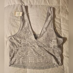 NWOT Aerie light gray bralette lace crop top size medium